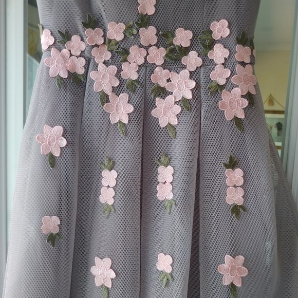 Off shoulder Floral Mesh Bardot Skater Dress - Picture 15 of 16